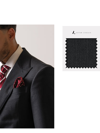 Close-up of dark sharkskin grey fabric.