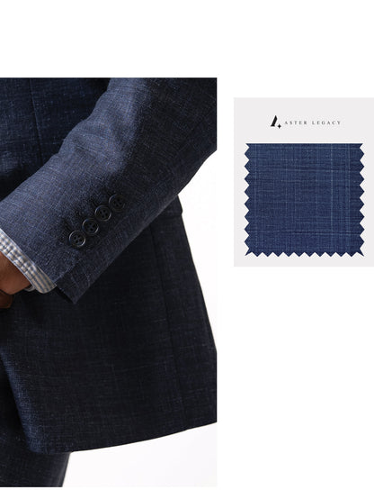 Close-up of light blue linen-wool fabric 